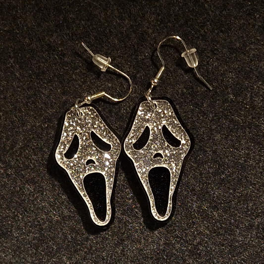 Ghost Face Sparkle Earrings