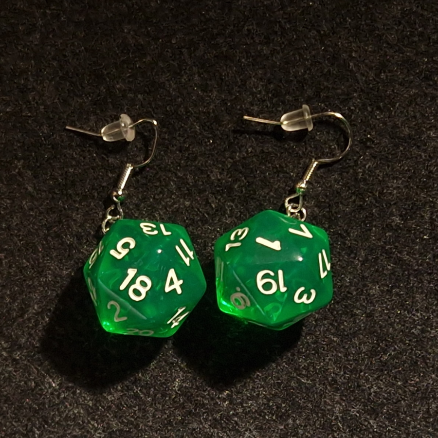 D20 Dice Transparent Earrings
