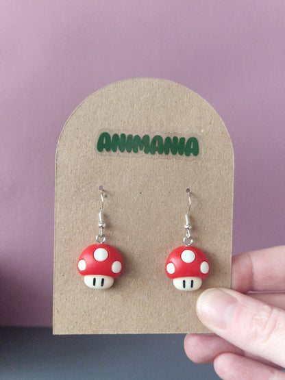 Super Mario Inspired Mushroom Earrings