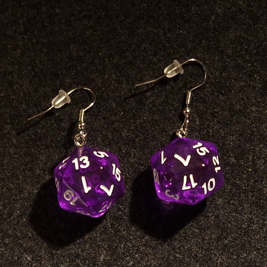 D20 Dice Transparent Earrings