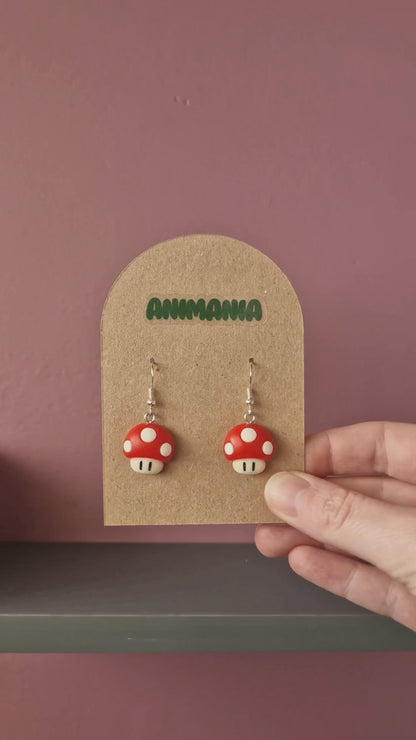 Super Mario Inspired Mushroom Earrings